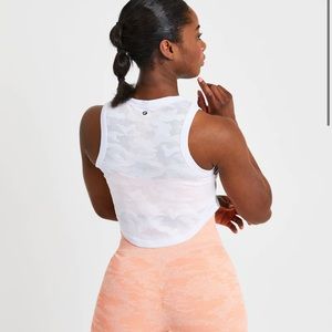 AYBL white evolve camo crop vest tank top
